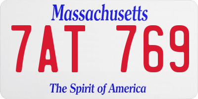 MA license plate 7AT769
