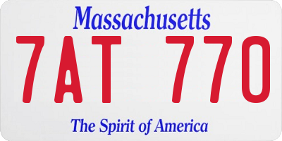 MA license plate 7AT770