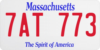 MA license plate 7AT773