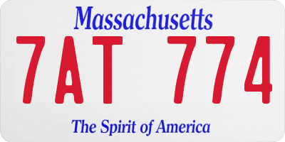 MA license plate 7AT774