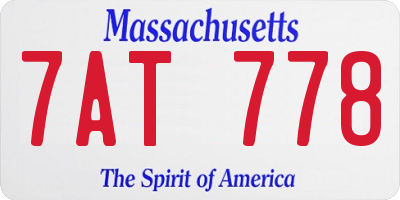 MA license plate 7AT778