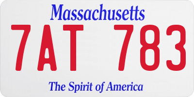 MA license plate 7AT783