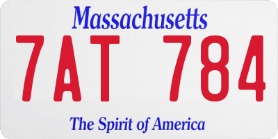 MA license plate 7AT784