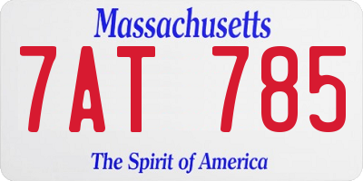MA license plate 7AT785