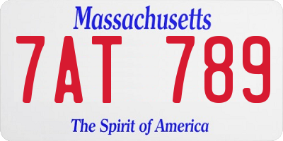 MA license plate 7AT789