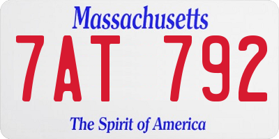 MA license plate 7AT792