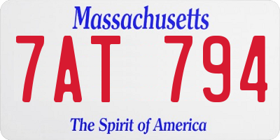 MA license plate 7AT794