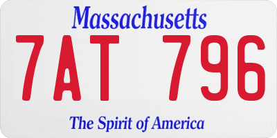 MA license plate 7AT796