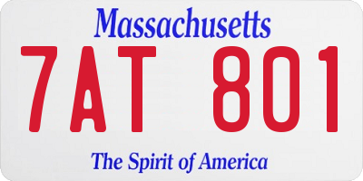 MA license plate 7AT801