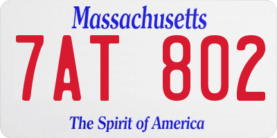 MA license plate 7AT802