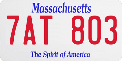 MA license plate 7AT803