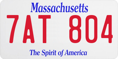 MA license plate 7AT804