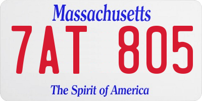 MA license plate 7AT805