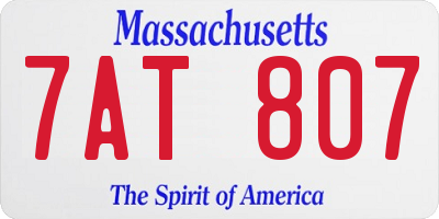 MA license plate 7AT807