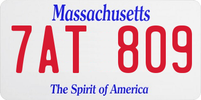 MA license plate 7AT809