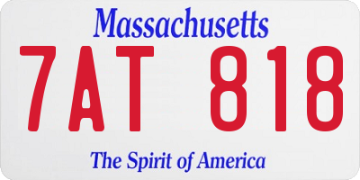 MA license plate 7AT818