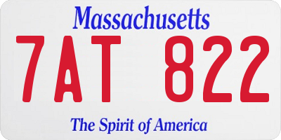 MA license plate 7AT822