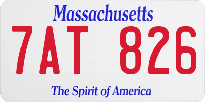 MA license plate 7AT826