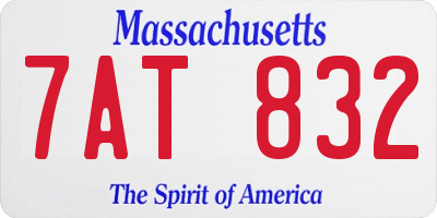 MA license plate 7AT832