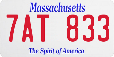 MA license plate 7AT833