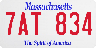 MA license plate 7AT834