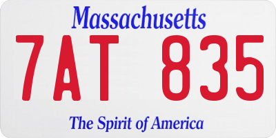 MA license plate 7AT835