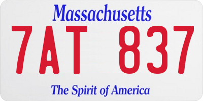 MA license plate 7AT837