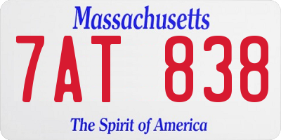 MA license plate 7AT838