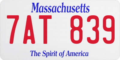 MA license plate 7AT839