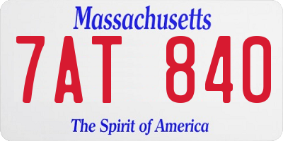 MA license plate 7AT840