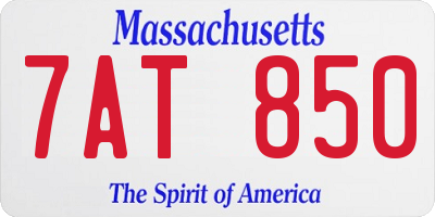 MA license plate 7AT850
