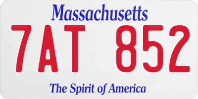 MA license plate 7AT852