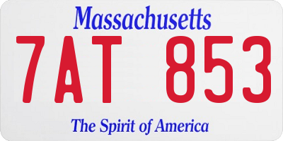 MA license plate 7AT853