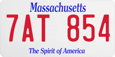 MA license plate 7AT854