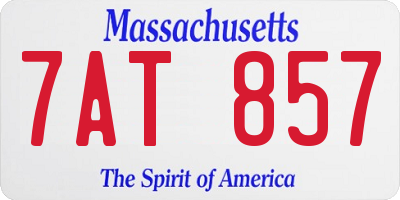 MA license plate 7AT857