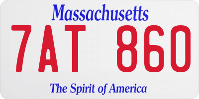 MA license plate 7AT860