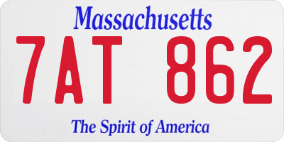 MA license plate 7AT862