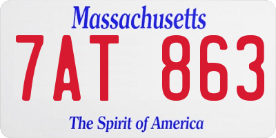 MA license plate 7AT863