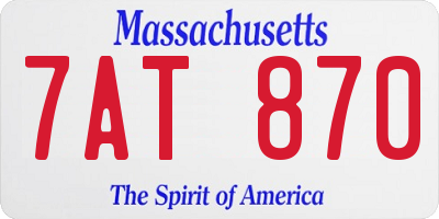 MA license plate 7AT870