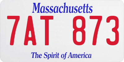 MA license plate 7AT873