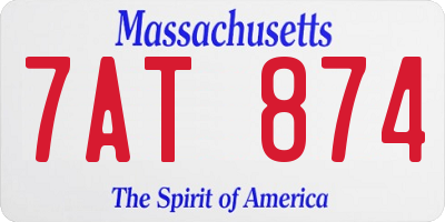 MA license plate 7AT874