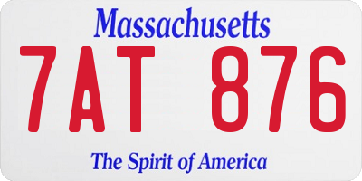 MA license plate 7AT876