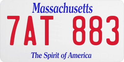 MA license plate 7AT883