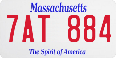 MA license plate 7AT884