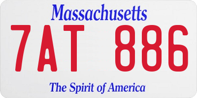 MA license plate 7AT886