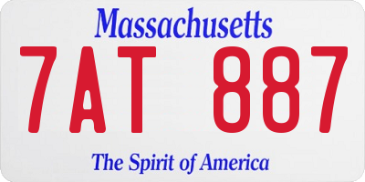 MA license plate 7AT887