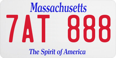 MA license plate 7AT888