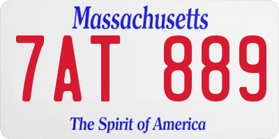 MA license plate 7AT889