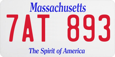 MA license plate 7AT893