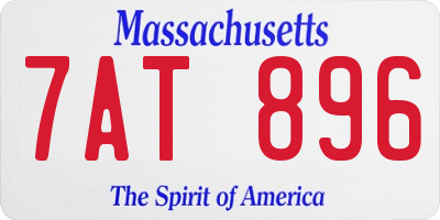 MA license plate 7AT896